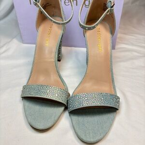 Madden Girl Beella-SR Denim‎ Rhinestone Block Heel Sandals Women’s 9.5M
